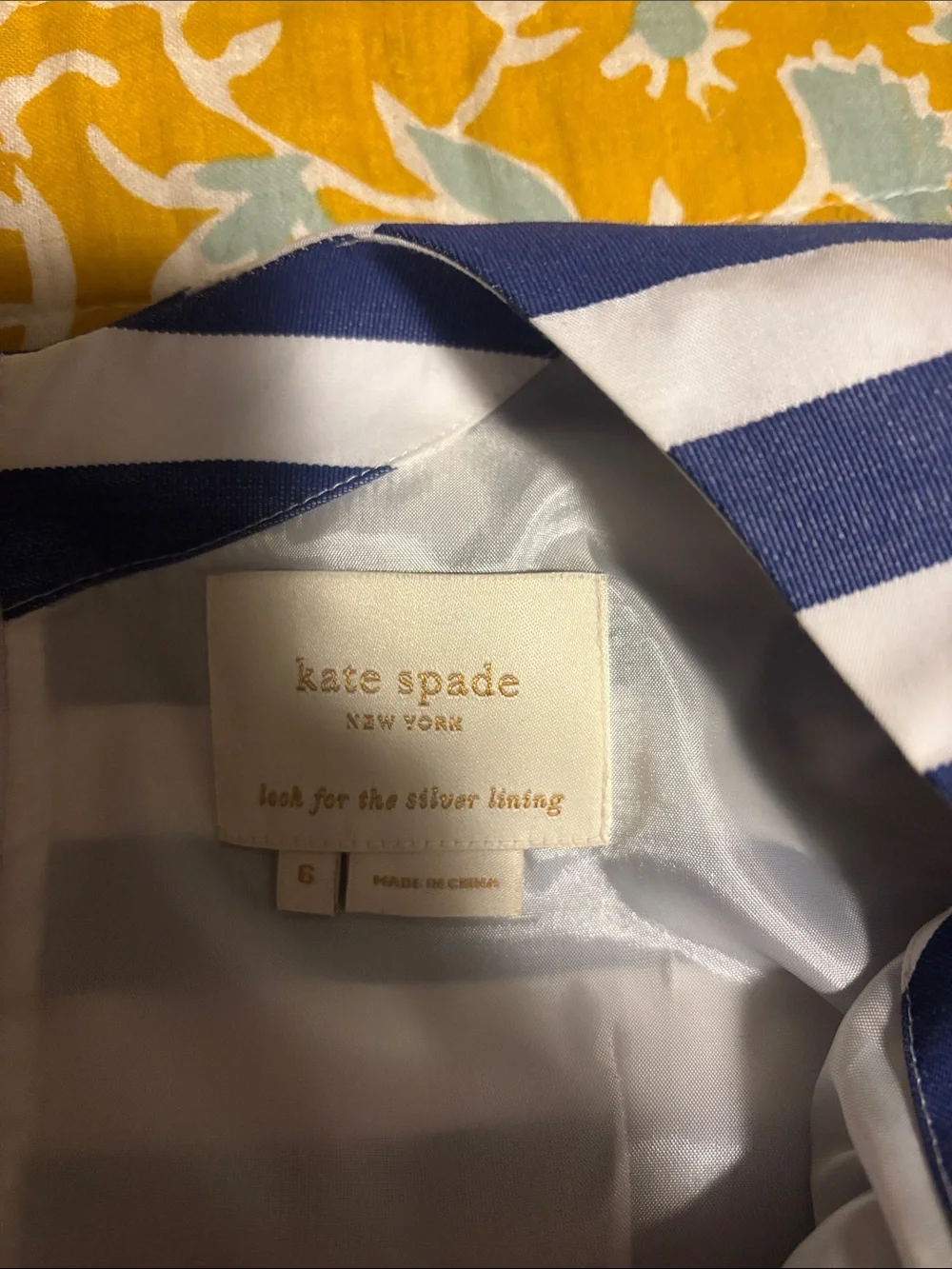 Kate Spade Jillian Dress Bow Blue White Striped Retro Lined Sleeveless